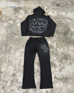 ชุดกีฬาฤดูหนาวสำหรับผู้ชาย ผลิตจากผ้าฝ้ายเนื้อนุ่ม สวมใส่สบาย พิมพ์ลายสกรีนแบบซ้อนทับ สไตล์ฮิปฮอป พร้อมผ้าฟลีซกันหนาว - Product Image 2