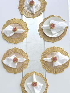 Anillo para servilletas de ratán con forma de flor rosa y naranja, decoración de mesa tejida a mano, adecuada para el hogar, cafetería, comedor y eventos. - Product Image 6