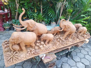 Sculpture d'éléphant en bois, artisanale, style Art déco, ornement autoportant, imperméable, décoration de jardin et de parc, toutes saisons - Product Image 4