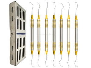 World Precision Surgical Gracey Curettes 7Pcs Stainless Steel Gold Coated Manual Ergonomic Knurled Grip Dental Periodontal - Product Image 6