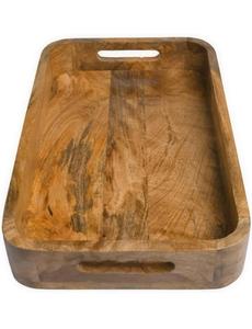 Plateau de rangement en bois rectangulaire, design minimaliste, pour la cuisine, à un seul niveau, finition polie, multifonctionnel, rangement soigné, compatible lave-vaisselle - Product Image 2