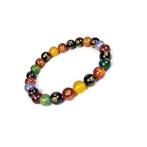Pulsera redonda hecha a mano con cuentas de los siete chakras de Feng Shui para hombres y mujeres, con diseño de om y padma, tamaño 8-10 mm, joyería de moda, regalo energético. - Product Image 1