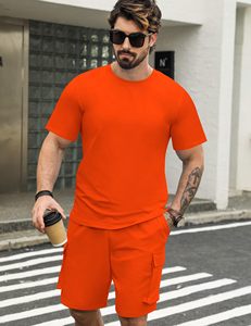 Men Athletic Short Set Crewneck <b>T</b> Shirt and Casual <b>Track</b> Shorts OEM Manufacturer - Product Image 3