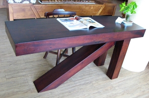 Escritorio de Oficina Comercial Modular de Diseño Minimalista del Suroeste, Elegante, Sostenible, Duradero, Moderno, de Madera de Teca con Tres Patas - Product Image 4