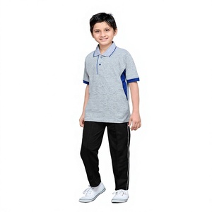 New Product Promotional Primary School Boys Front Back Same Style Knitted <b>T</b> Shirt with Two Piping <b>Track</b> Pant - Product Image 5