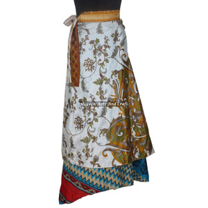 Nueva Falda Larga de Seda Envolvente Estilo Bohemio Gitano Reversible Vintage Mágica de 38 Pulgadas, Vestido Envolvente Halter Tubo con Estampados - Product Image 6