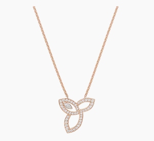 สร้อยคอรูปปมเซลติกประดับเพชรทรงกลมและทรงมาร์คีส์แบบฝังเพชร Trefoil Diamond Pave พรีเมียม รับรองคุณภาพจากห้องปฏิบัติการ สำหรับเธอ ทำจากโรสโกลด์ - Product Image 3