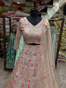 Vintage Style Indian Lahenga Choli Dupatta Butterfly <b>Net</b> Sequence Embroidery Work Floor-Length Casual Occasion Quick Dry All - Product Image 4