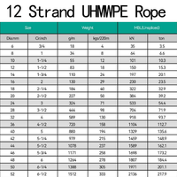 Corde marine colorée en fibre UHMWPE 100% à 12 brins, épaisseur 6mm 8mm 12mm, corde de bateau à 8 brins doublement tressée, corde d'amarrage marine usagée