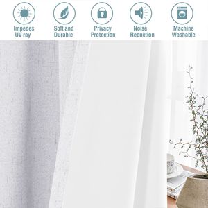 Rideaux occultants de 84 pouces pour chambre à coucher, 2 panneaux en faux lin avec doublure isolante thermique blanche, occultation totale à 100 %, avec cantonnières - Product Image 4