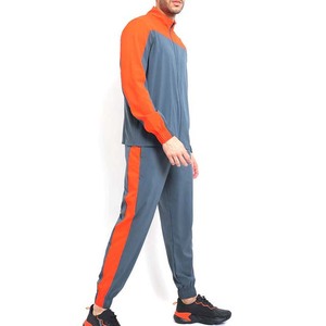 Survêtement homme gris et orange à blocs de couleur, col zippé intégral ou demi-zippé, coupe sportive régulière, en polyester et coton, pour l'automne - Product Image 5