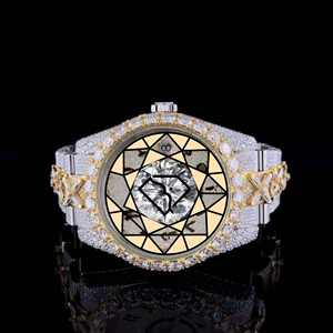 Reloj de Moda para Hombre con Esfera Redonda, Cristal de Zafiro, Diamantes Cultivados en Laboratorio, Mecanismo Tourbillon, Acero Inoxidable y Correa de Acero Inoxidable, Estilo Ice Look - Product Image 3