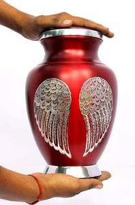 Luxury Round Marbled Metal Cremation Urn Decorative <b>Memorial</b> Vessel for Ashes - Product Image 2
