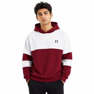 Sweat-shirts à capuche oversize bicolores personnalisés brodés, en molleton de coton épais, style streetwear, fournisseur en gros - Product Image 1
