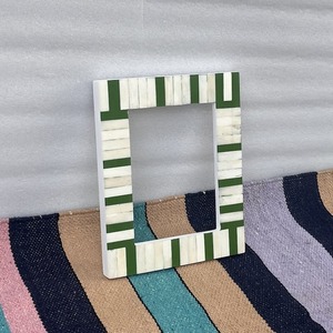 Durable Bone Inlay Resin <b>Square</b> Photo <b>Frame</b> with Horizontal Orientation Tabletop & Wall Mount Home Decor - Product Image 4