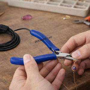 Pince à bec effilé avec mise à la terre – Pince de soudage pour bijoux permanents en acier inoxydable avec câble de mise à la terre - Product Image 3