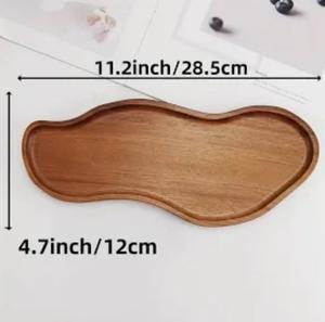 Plateau de service ovale moderne en bois noir, très vendu, avec bord surélevé, forme ovale allongée, plateau décoratif pour table et présentation en cuisine - Product Image 5