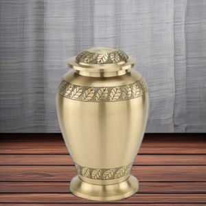 Adult Metal Cremation Urn for Human Ashes Satin <b>Gold</b> | <b>Large</b> Capacity Funeral Memorial Urn - Product Image 2