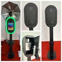 Photobooth Oval Logam yang Dapat Dilepas dan Disesuaikan Ketinggiannya, Dilengkapi Lampu Flash RGB dan Payung DSLR untuk Sewa Peralatan Pernikahan dan Bar
