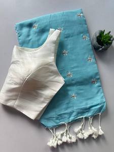 Sari de Algodón Khadi Inspirado en Celebridades, Venta Online 2026, Liso y para Uso Diario, Ideal para Fiestas, Colores Magníficos, Trabajo Elaborado para el Verano - Product Image 3