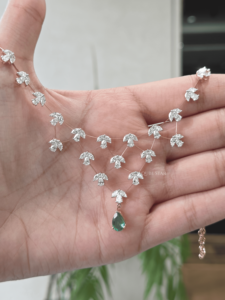 Lab Grown Diamond Pear Cut 5.35ct Gold Floral Cluster Design Fancy Light Drop Necklace IGI Certified Luxury Statement Jewelry - Product Image 2
