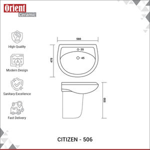 Nouvel arrivage en stock – Qualité supérieure, fabriqué en Inde, design personnalisé, lavabo moderne de luxe à demi-pied pour acheteurs sérieux - Product Image 3