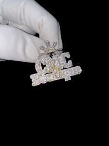 แผ่นป้ายโค้งสีเงิน925เย็นปรับแต่งได้พร้อมโลโก้สร้อยคอประกันเพชรมอยส์ซอไนท์ของขวัญจี้ฮิปฮอปส่องแสงเป็นประกายระยิบระยับ - Product Image 3