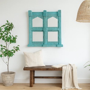 Vintage Wooden Window <b>Mirror</b> Decorative Four <b>Panel</b> Design Elegant Rustic Wall Accent for Luxury Interiors - Product Image 6