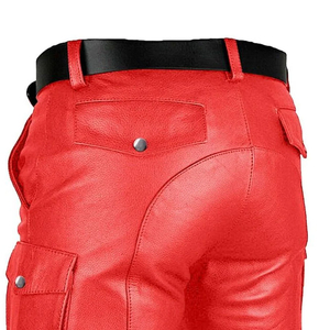 Shorts cargo rouges pour hommes avec poches, fermeture éclair, style décontracté, taille mi-haute, longueur courte - Product Image 5