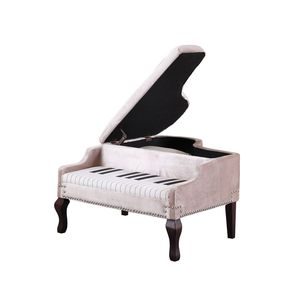 21 pollici Beige pianoforte argento nailhead Storage Ottoman elegante sgabello e ottomana per un'organizzazione efficiente - Product Image 2