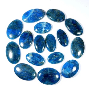 Apatite naturelle brillante, cabochon de forme ovale, bleu néon, pierre précieuse pour la création de bijoux - Product Image 1