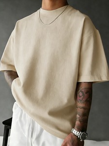 Custom Heavyweight Men's Regular Fit <b>White</b> <b>T</b>-<b>Shirt</b> 100% Cotton Formal 300GSM O-Neck Anti-Wrinkle Anti-Shrink Casual wear outfit - Product Image 2