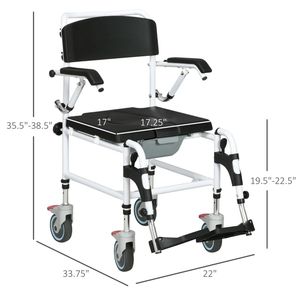 Sedia a rotelle pieghevole leggera con rivestimento a polvere per doccia e WC, per anziani (fino a 150 kg) - Product Image 2