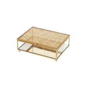 Rustic Metal & Glass Jewelry Box Decorative Keepsake Organizer for Rings Earrings Necklace Bracelet Home Dresser Decor - Product Image 2