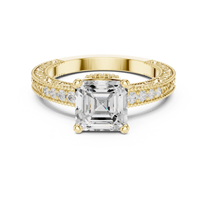 Bague Solitaire Élégante en Or Jaune Taille Émeraude, Bijoux de Mariage et de Fiançailles de Luxe, Bagues de Mode Personnalisées en Gros pour Femmes - Product Image 2
