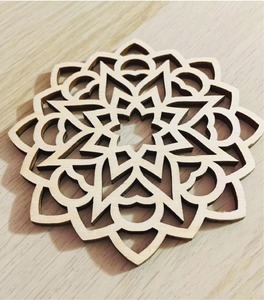 Modern Luxury Wooden <b>Round</b> Table Mats 400mm Non-Slip Design Geometric Patterns Eco-Friendly Durable Decorative <b>Placemats</b> - Product Image 2