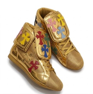 Chaussures de boxe et de lutte montantes argentées métallisées RTS avec motifs croisés colorés, tige en maille unisexe, semelle extérieure en caoutchouc, botte athlétique - Product Image 6