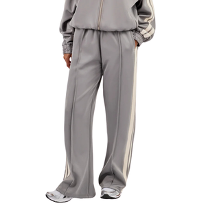 Women Oversized Full <b>Zip</b> Tracksuit Set Stand Collar Sweatshirt <b>Side</b> Stripe Wide Leg <b>Trousers</b> Relaxed Two Piece Streetwear Outfit - Product Image 4