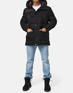 Embroidered Logo <b>Long</b> <b>Puffer</b> Jacket <b>Men</b> Full Zipper Hooded Winter OEM ODM Outerwear Warm Apparel Fashion Streetwear Supplier - Product Image 3
