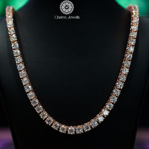 Charm_Jewells Men's Unisex 14K Gold Plated Moissanite <b>Statement</b> <b>Necklace</b> Brilliant Cut Claw Setting IGI Certified Hip Hop Style - Product Image 1