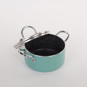 Cacerola Redonda Turquesa con Tapa de Acero Inoxidable, Interior de Cerámica Antiadherente para Cocina de Gas e Inducción - Product Image 2