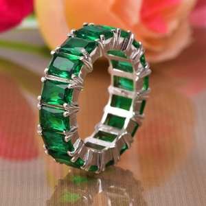 แหวนแต่งงานทรงบาแกตต์มรกตเงินแท้ 925 ชุบทอง 14K ได้รับการรับรองจาก IGI ประดับพลอยประจำเดือนพฤษภาคม เหมาะสำหรับเป็นของขวัญในเทศกาลสำหรับผู้หญิง - Product Image 2