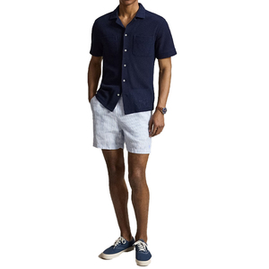 Premium Polo Prepster Linen Shorts Men Luxury Resort OEM Custom Preppy Summer Casual Fashion Bottoms Mid Waist <b>Elastic</b> Waist - Product Image 6