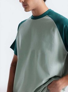 T-shirt pour homme en coton 100% éco-responsable, fabriqué au Pakistan, personnalisé, bicolore vert clair et vert foncé, style décontracté, style streetwear - Product Image 4