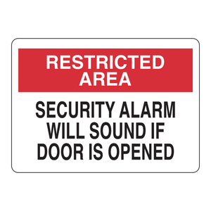 Panneau d'alarme de sécurité pour zone restreinte Brady, panneau d'avertissement en acier pour les portes de laboratoires et d'installations - Product Image 1