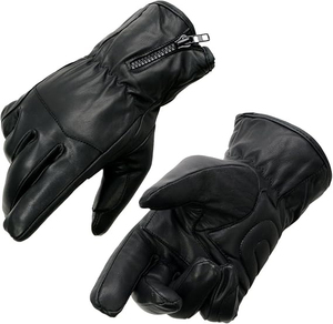 Samroz Sports Men's Black Cowhide Leather Gauntlet Motorcycle Hand <b>Gloves</b> - Product Image 1