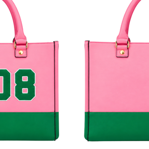 1908 Pink Green Women Tote Bag Greek Sorority <b>Handbag</b> Stylish Top <b>Handle</b> Purse Fashion Carryall Bag Custom Ladies Travel - Product Image 4