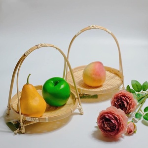Handmade Folding Bamboo Fruit <b>Basket</b> With Net Cover Bamboo Winnowing <b>Basket</b> From Vietnam Bamboo <b>storage</b> Serving Tray Lid - Product Image 3