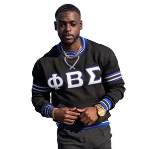 Sudadera de Cuello Redondo Negra de Chenilla Phi Beta Sigma para Hombre, Ajuste Cómodo, Tela Premium, Ropa Casual de Fraternidad Griega - Product Image 1