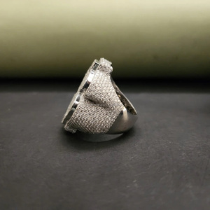 Bague Hip Hop de mode, motif dollar glacé, style bling pour rappeur, personnalisée, en Moissanite, argent sterling 925 plaqué rhodium - Product Image 4